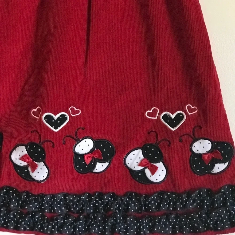 Rare 80’s Vintage Ladybug Appliqué Toddler Dress